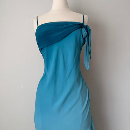 Blue Fashion Gradient Sweet Elegant Long Spaghetti Straps Asymmetrical Chiffon Homecoming Dress Prom Dress Evening Dress Party Dress Prom Dress gh4179