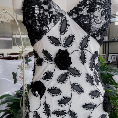 White black exquisite beaded long lace chiffon  Prom dress evening dress party dress gh5092