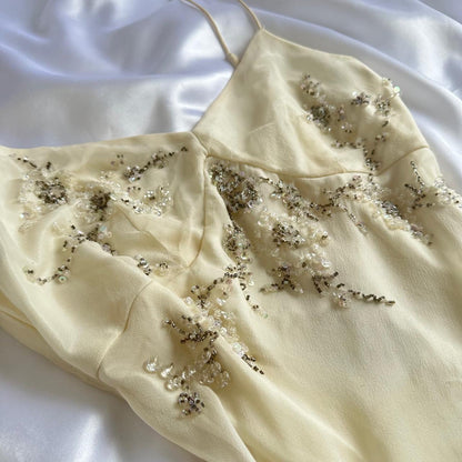 Ivory Shiny Fashion Elegant Beautiful Exquisite Beaded Long Chiffon Handmade Customized Ball Gown Evening Dress Party Dress Prom Dress gh3748