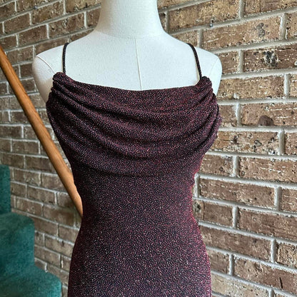 Burgundy Black Retro Fashion Shiny Elegant Spaghetti Strap Long Sequined Ball Gown Evening Dress Birthday Party Dress Prom Dress gh3955