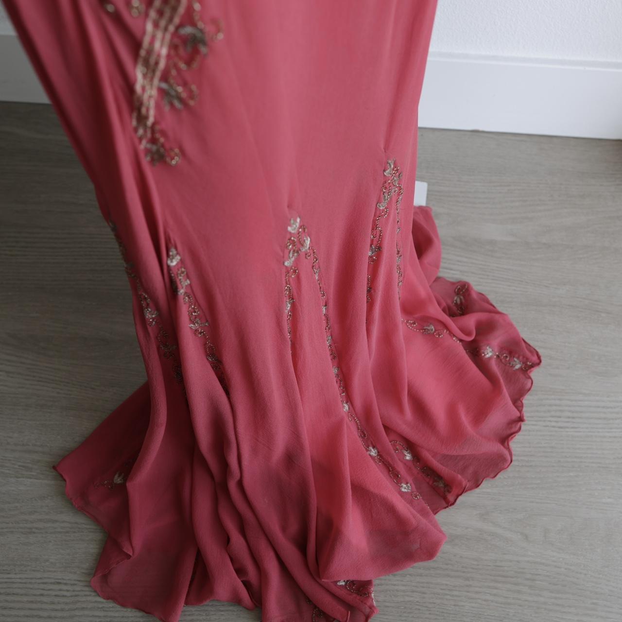 Pink Stunning Vintage Flowing Elegant Delicate Beaded Open Back Long Floor Length Mermaid Style Skirt Satin Ball Gown Evening Gown Birthday Party Gown Prom Gown gh3835