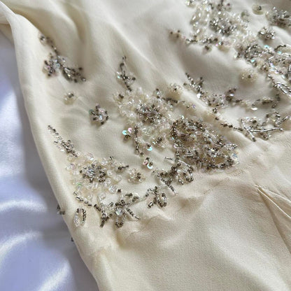 Ivory Shiny Fashion Elegant Beautiful Exquisite Beaded Long Chiffon Handmade Customized Ball Gown Evening Dress Party Dress Prom Dress gh3748