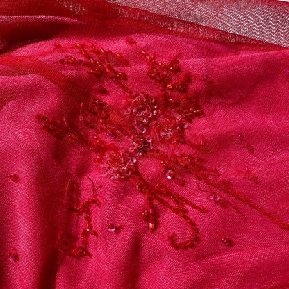 Vintage Fashion Playful and Sexy Bright Pink Deep V Delicate Floral Beaded Halter Long Satin Tulle Fairy Ball Gown Square Neck Prom Dress Evening Gown Birthday Party Dress gh3958