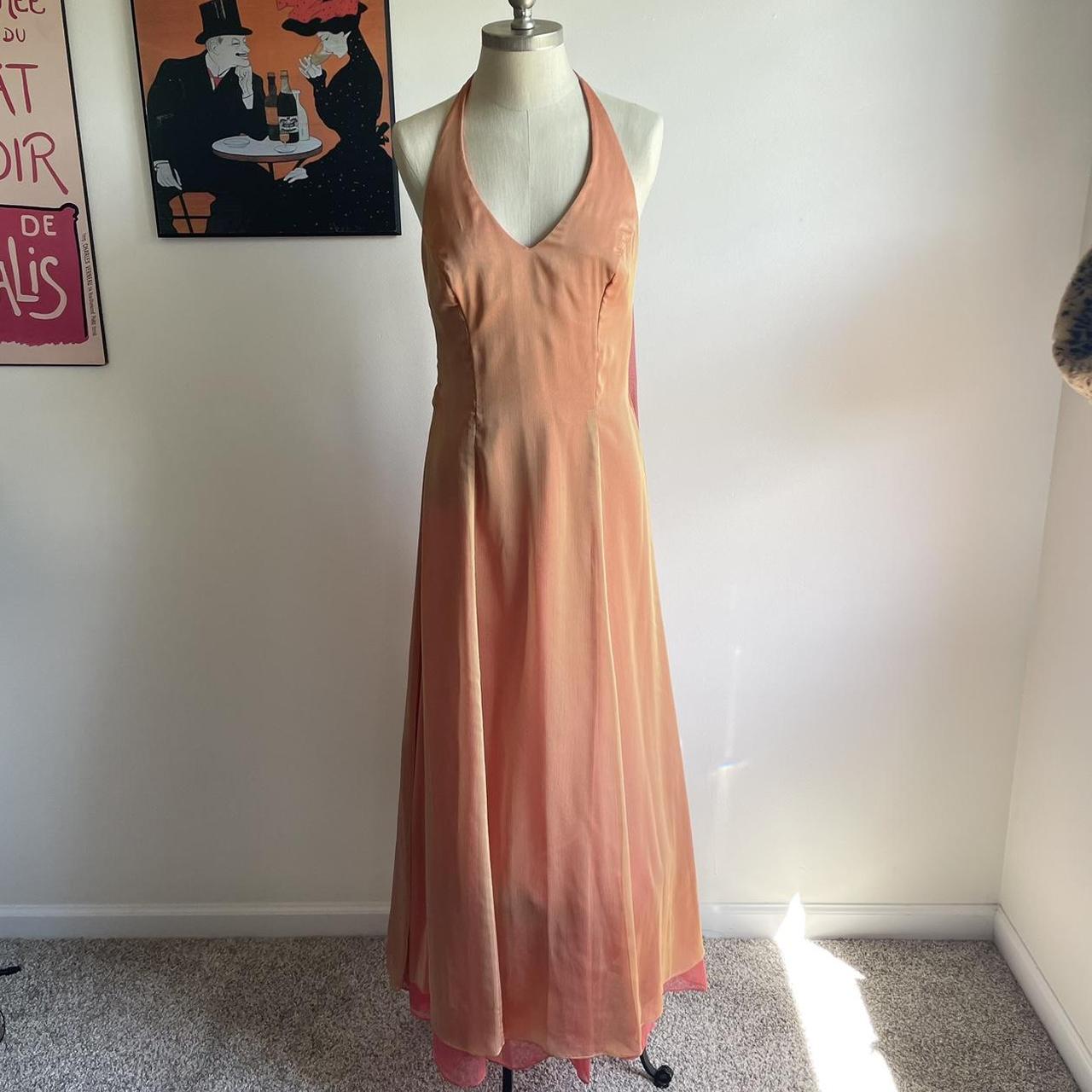 Orange Pink Fashion Elegant V-neck Halter Backless Lace-up Long Tulle Ball Gown Evening Dress Party Dress gh3579
