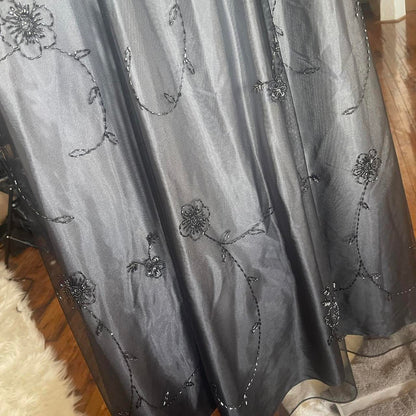 Silver Black Delicate Beaded Long Tulle Elegant Ball Gown Evening Dress Formal Birthday Party Dress Prom Dress gh3613