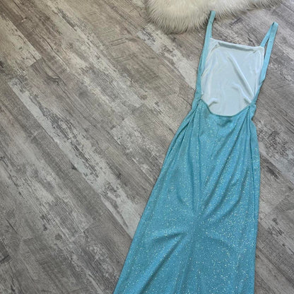 Light blue elegant stunning exquisite shining backless women's long chiffon evening dress party dress prom dress gh4286