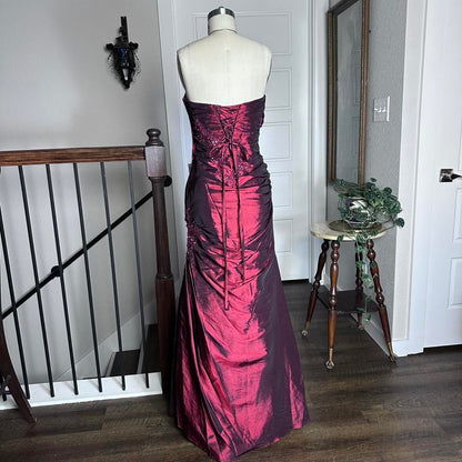 Fuchsia Vintage Fashion Stunning Elegant Exquisite Beaded Long Satin Formal Prom Dress Evening Dress Birthday Party Dress Ball Gown Graduation Dress gh3912