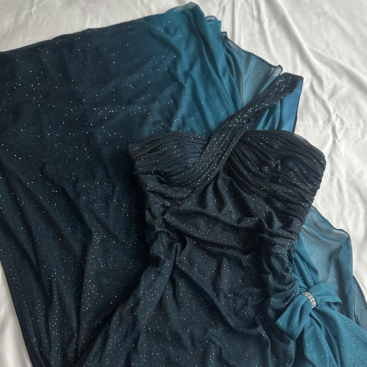 Turquoise Gradient Retro Fashion Sparkling Stunning Flowing One Shoulder Elegant Exquisite Rhinestone Long Chiffon Ball Gown Evening Gown Birthday Party Gown Prom Gown Graduation Gown gh3882