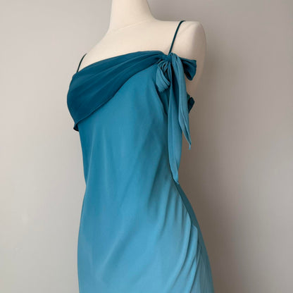 Blue Fashion Gradient Sweet Elegant Long Spaghetti Straps Asymmetrical Chiffon Homecoming Dress Prom Dress Evening Dress Party Dress Prom Dress gh4179