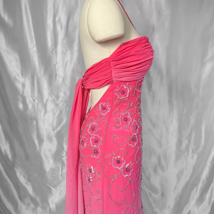 Pink Fashion Gradient Gorgeous Exquisite Floral Beaded Long Chiffon Prom dress Evening Dress Party Dress gh5095