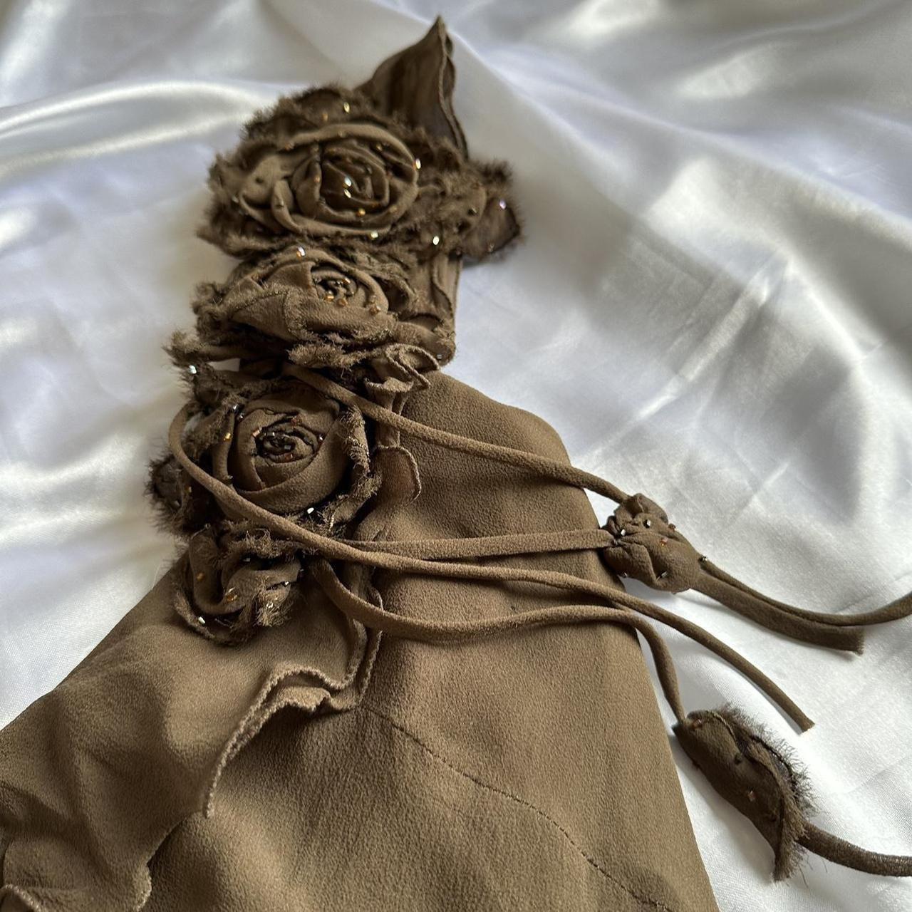 Brown Stunning Retro Unique Fashion Beautiful Elegant Exquisite Floral Long Ruffle Neckline Low Back Design Chiffon Ball Gown Evening Gown Birthday Party Gown Prom Gown gh3915