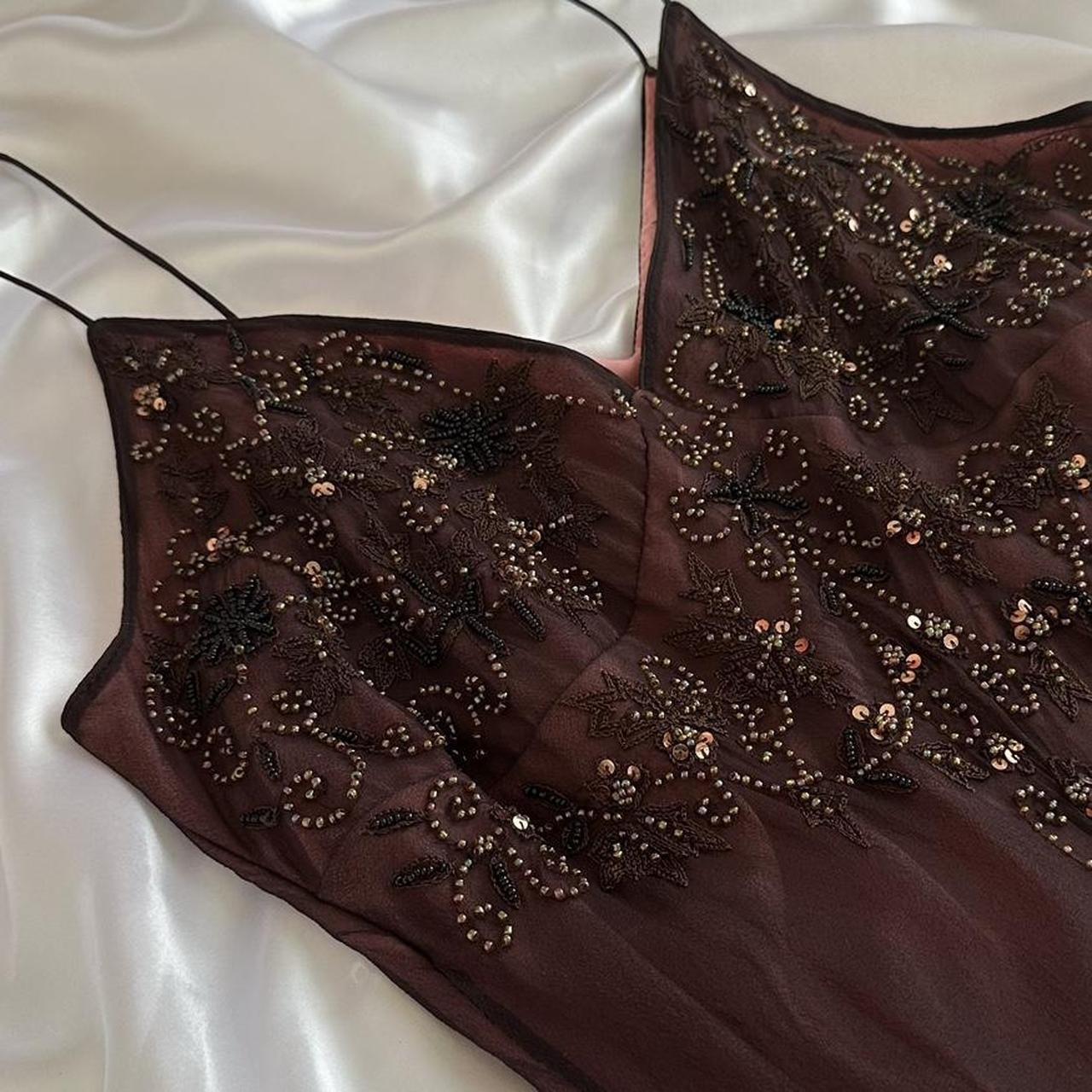 Red brown gorgeous beautiful elegant exquisite floral beading spaghetti straps long chiffon tulle ball gown evening gown party dress prom dress gh3901