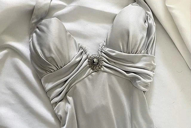 Silver White Retro Fairy Short satin Homecoming Dress Party Dress Birthday Dress Prom Dress gh4669