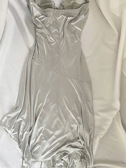 Silver White Retro Fairy Short satin Homecoming Dress Party Dress Birthday Dress Prom Dress gh4669