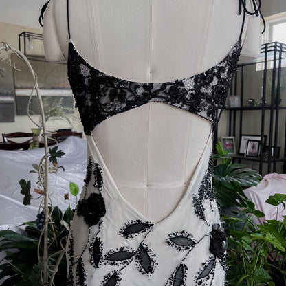 White black exquisite beaded long lace chiffon  Prom dress evening dress party dress gh5092