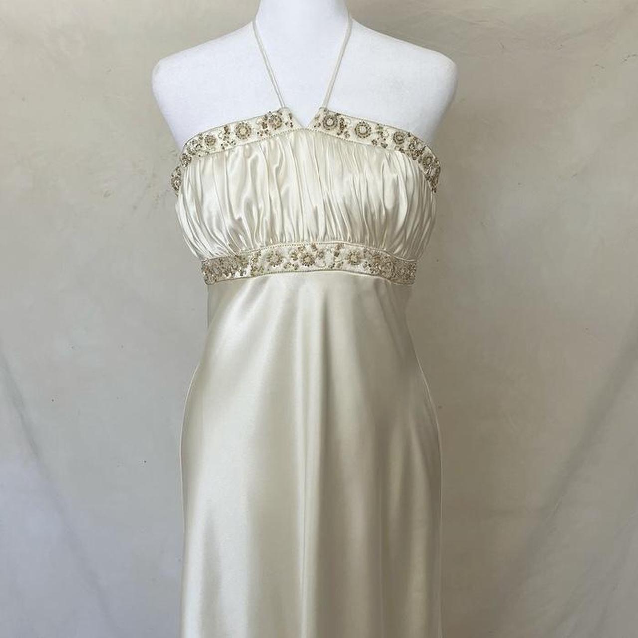 Stunning Vintage Fashion Elegant Gold Delicate Floral Beading Spaghetti Strap Long Satin Women's Ball Gown Evening Dress Party Dress Prom Dress Fairy Dress gh4183