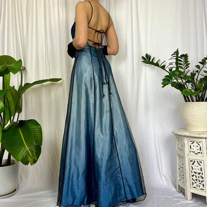 Blue gorgeous fashion retro elegant exquisite beading long chiffon tulle ball gown evening dress party dress prom dress gh3711