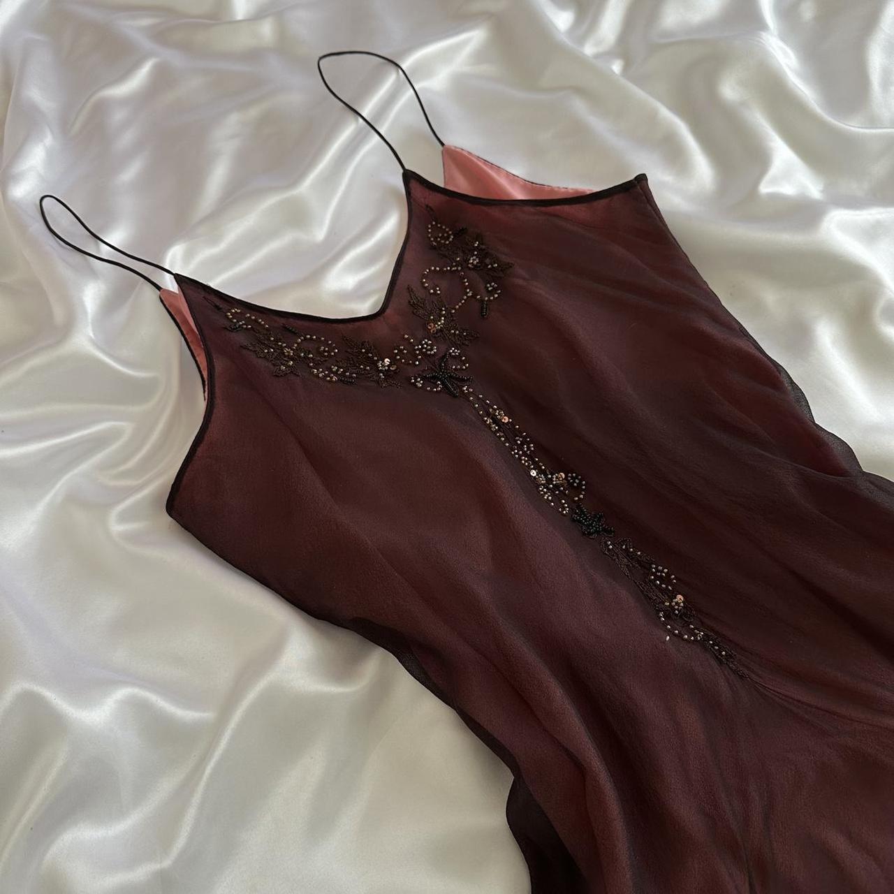 Red brown gorgeous beautiful elegant exquisite floral beading spaghetti straps long chiffon tulle ball gown evening gown party dress prom dress gh3901