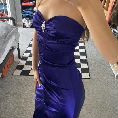 Dark Purple Vintage Fashion Shiny Rhinestone Elegant Long Satin Ball Gown Evening Dress Birthday Party Dress Prom Dress gh3956