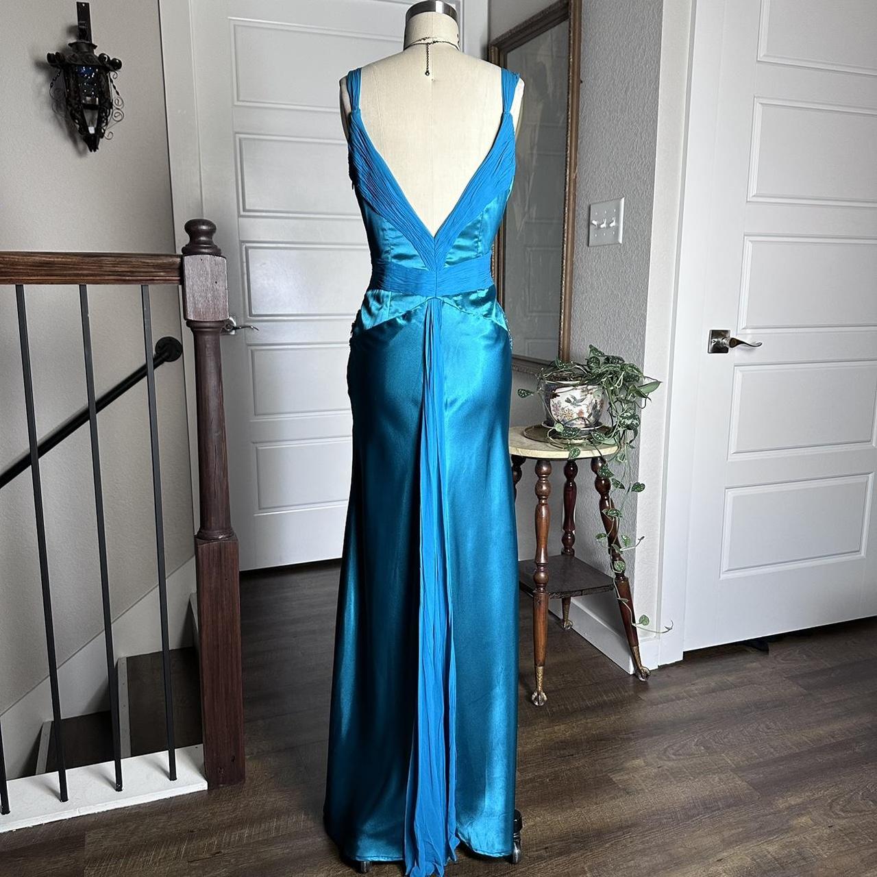 Blue Retro Fashion V-Neck Elegant Exquisite Beaded Floral Long Sexy Slim Spaghetti Strap Ball Gown Evening Gown Party Dress Prom Gown gh3680