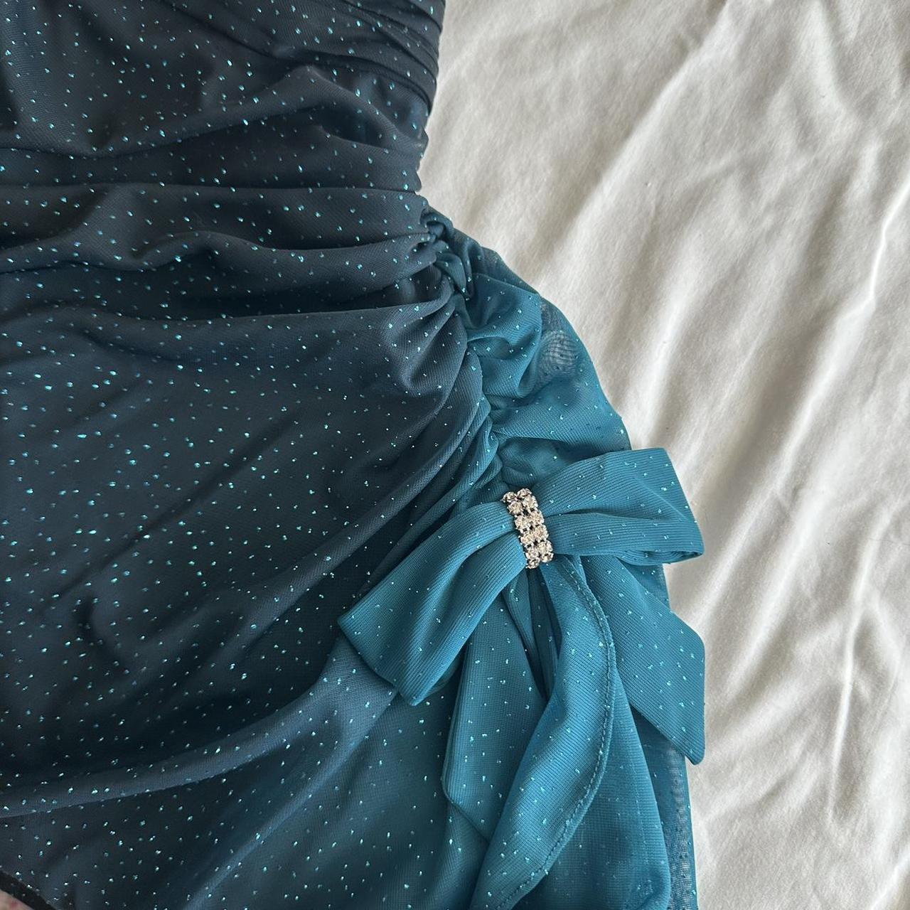 Turquoise Gradient Retro Fashion Sparkling Stunning Flowing One Shoulder Elegant Exquisite Rhinestone Long Chiffon Ball Gown Evening Gown Birthday Party Gown Prom Gown Graduation Gown gh3882