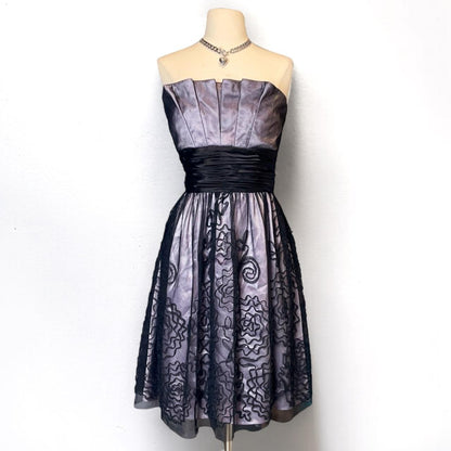 Y2k Lavender Gothic Black Floral Lace Short Tulle Homecoming Dress Birthday Dress gh4660