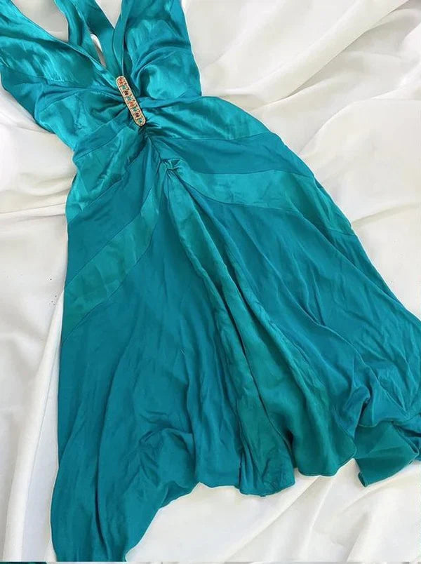 Blue Vintage Fairy Short Satin Homecoming Dress Party Dress Birthday Dress Prom Dress gh4667
