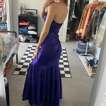 Dark Purple Vintage Fashion Shiny Rhinestone Elegant Long Satin Ball Gown Evening Dress Birthday Party Dress Prom Dress gh3956