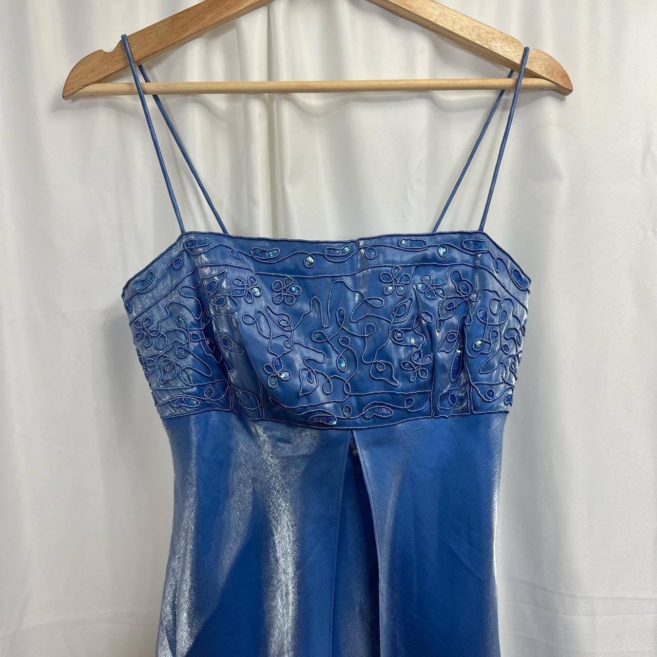 Blue Beautiful Vintage Fairy Long Satin Tulle Gown Delicately Beaded Spaghetti Straps Prom Dress Evening Party Dress Prom Dress gh3893