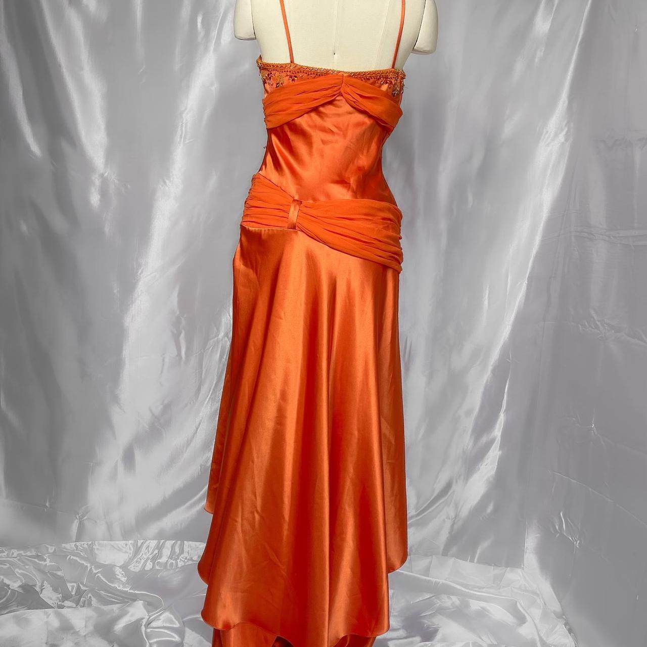 Orange Exquisite Beaded Long Satin Prom dress Evening Dress Party Dress gh5091