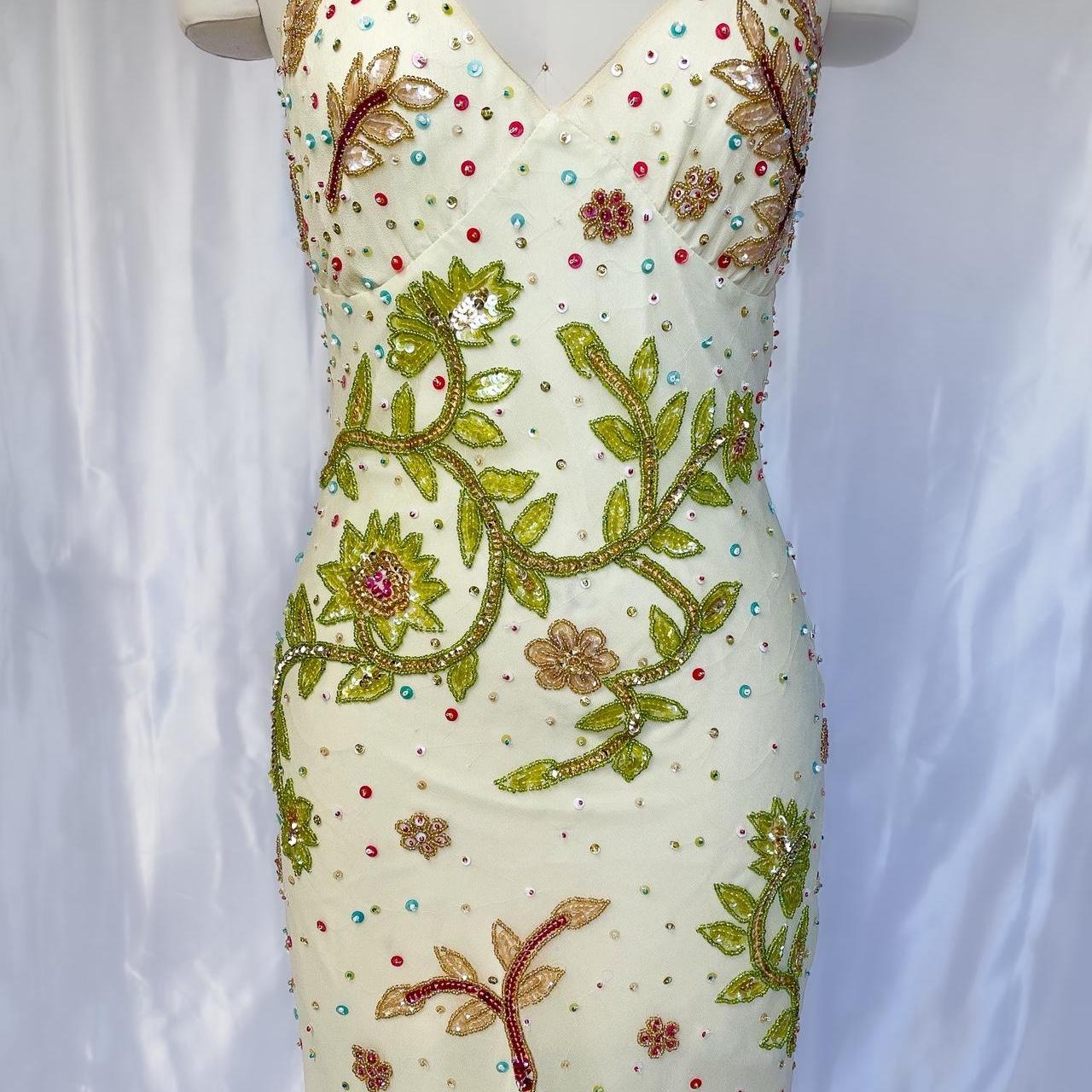 White gorgeous exquisite colorful floral beaded long chiffon Prom dress evening dress party dress gh5094