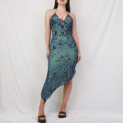 Blue Beaded Strap Short/Mid-Length Homecoming Dress Birthday Party Dress gh5089