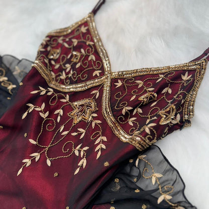 Burgundy Retro Exquisite Short/Long Prom Dress Chiffon Homecoming Dress Birthday Party Dress gh5011