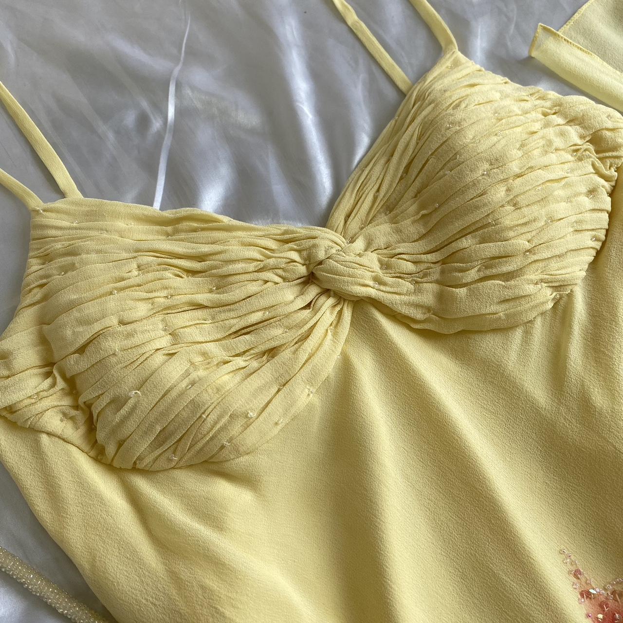 Yellow fashion halter floral beading long elegant chiffon ball gown evening dress gh3285