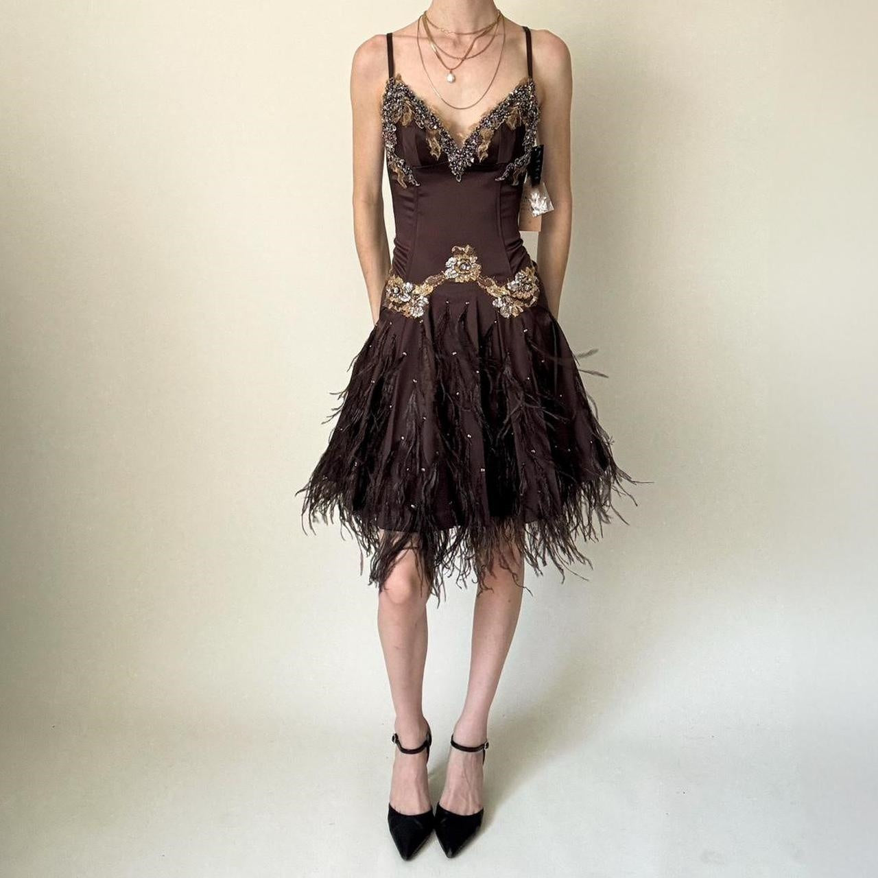 Brown Beaded Floral Short Satin Homecoming Dress Birthday Party Dress gh5085