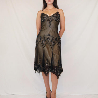 Brown Beaded Vintage Y2K Fairy Short/Mid-Length Tea Length Chiffon Homecoming Dress Birthday Party Dress gh5090