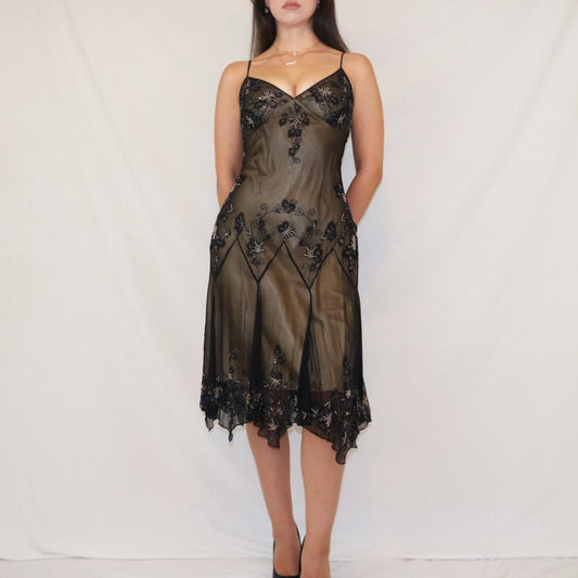 Brown Beaded Vintage Y2K Fairy Short/Mid-Length Tea Length Chiffon Homecoming Dress Birthday Party Dress gh5090