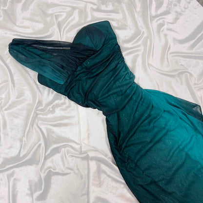 Teal Glitter Fashion Gradient Sweet Elegant Long One Shoulder Chiffon Ball Gown Evening Dress Party Dress Prom Dress Fairy Dress Gothic Dress gh4180