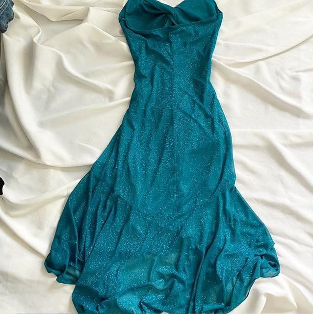 Blue Sparkling Fairy Short Chiffon Homecoming Dress Birthday Dress gh4664