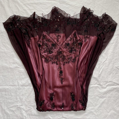 Dark Red ClassyPretty Charming Elegant Exquisite Beaded Long Chiffon Ball Gown Evening Gown Party Dress gh3552