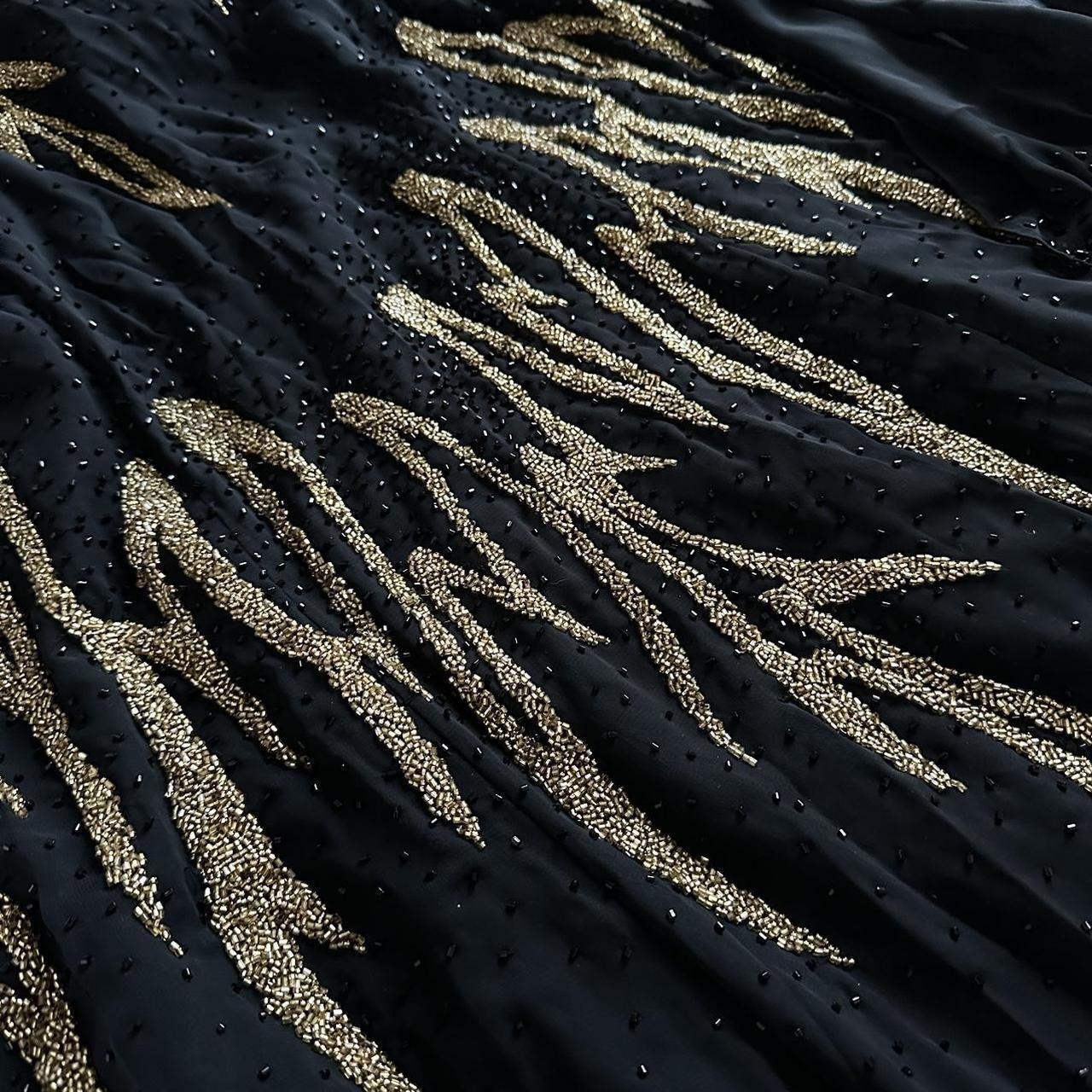 Black Gorgeous Delicate Gold Beaded Rhinestone Spaghetti Straps Long chiffon Ball Gown Evening Gown Party Dress Prom Gown gh3866