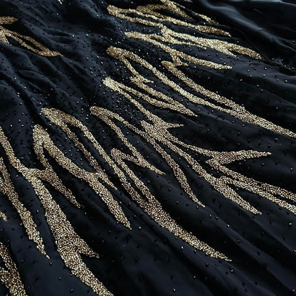 Black Gorgeous Delicate Gold Beaded Rhinestone Spaghetti Straps Long chiffon Ball Gown Evening Gown Party Dress Prom Gown gh3866