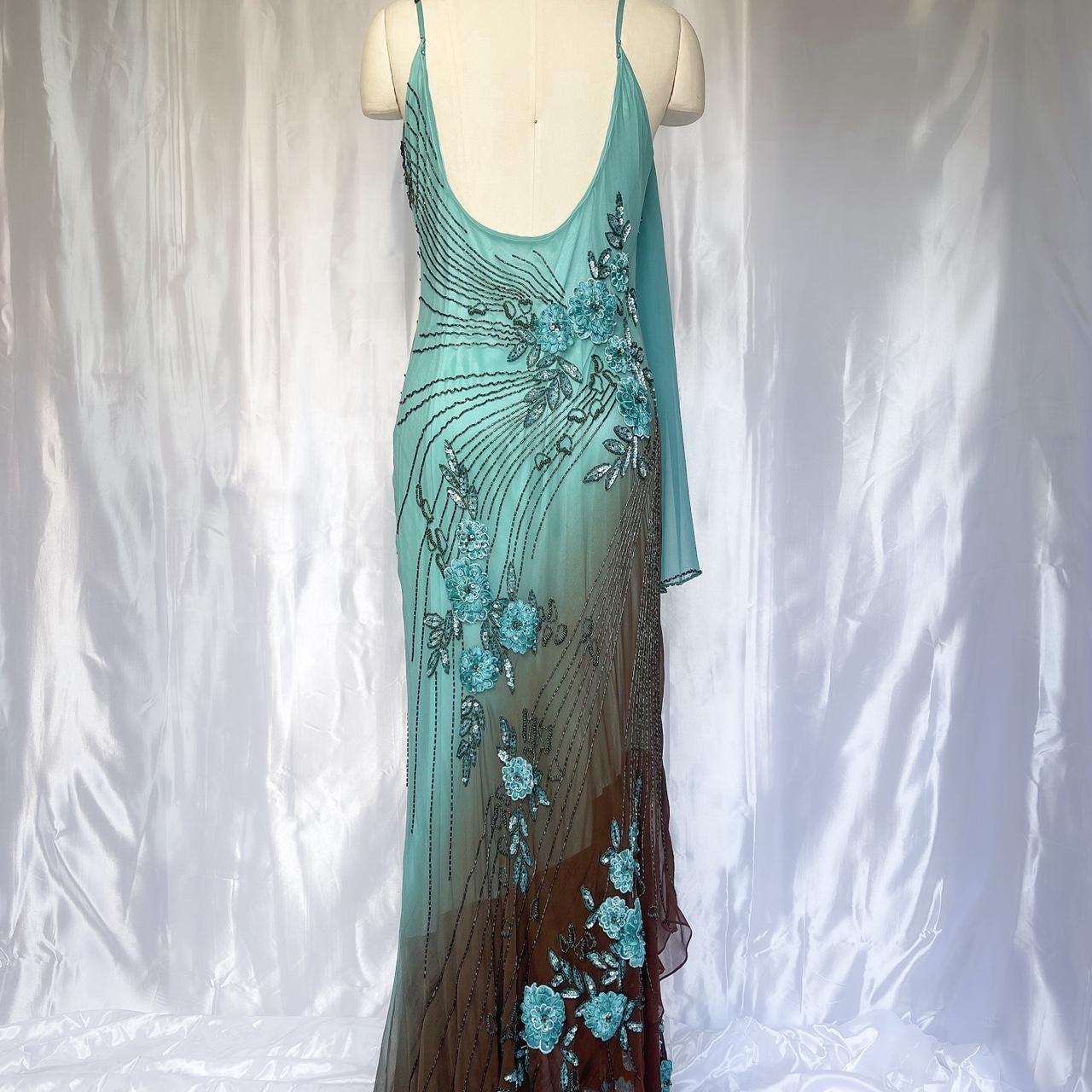 Blue gorgeous exquisite floral beaded long chiffon Prom dress evening dress party dress gh5093