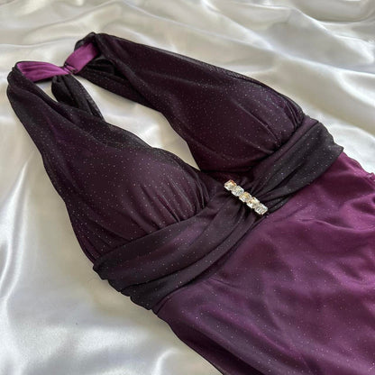 Charming dark purple shiny fashion gradient elegant strap long chiffon evening dress party dress prom dress gh3594