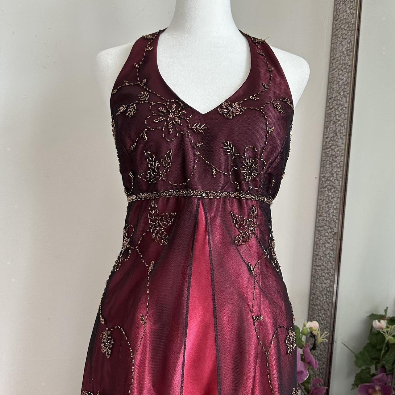 Burgundy Vintage Fashion Stunning Elegant Exquisite Beaded Long Satin tulle High Waist Formal Gothic Ball Gown Evening Gown Birthday Party Gown Prom Gown Graduation Gown gh3890