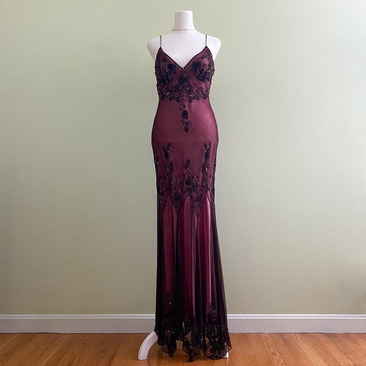 Dark Red ClassyPretty Charming Elegant Exquisite Beaded Long Chiffon Ball Gown Evening Gown Party Dress gh3552