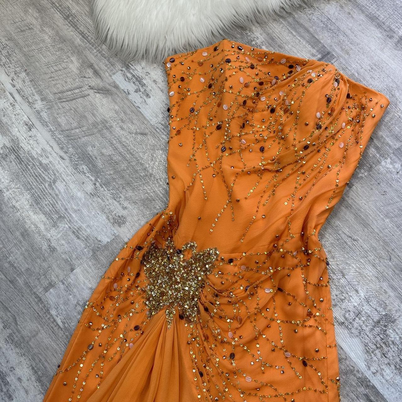 Orange Gorgeous Fashion Exquisite Beading Long Satin Elegant Ball Gown Evening Dress Party Dress gh3286
