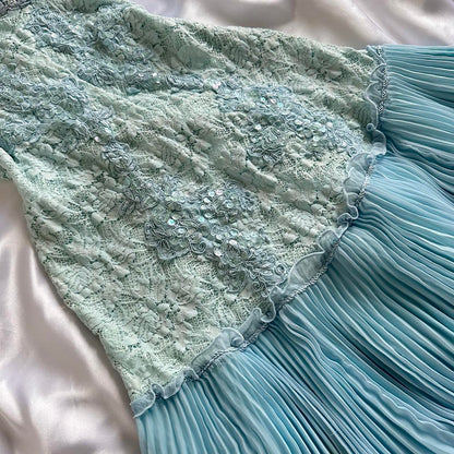 owder Blue Sparkling Charming Retro Princess Stunning Unique Fashionable Beautiful Elegant Delicate Lace Short Lace Sequin Homecoming Dress Prom Dress Evening Dress Birthday Party Dress Prom Dress gh3916
