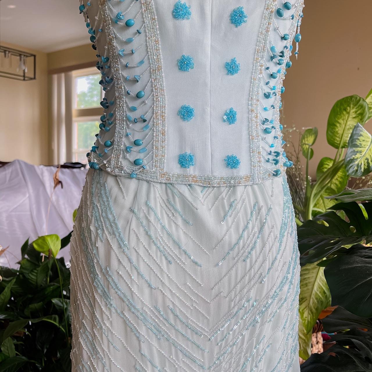 preppydressess - Stunning light blue sky blue ombre beaded lace-up corset prom dress evening gown party dress gh5096
