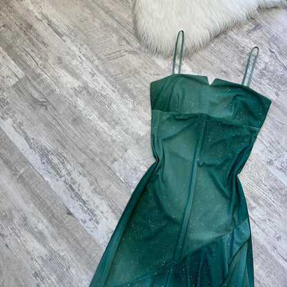 Moss Green Fairy Homecoming Dress Y2k Sparkly Mini Flowy Ruffle Short Chiffon Ball Gown Evening Gown Party Dress gh4717